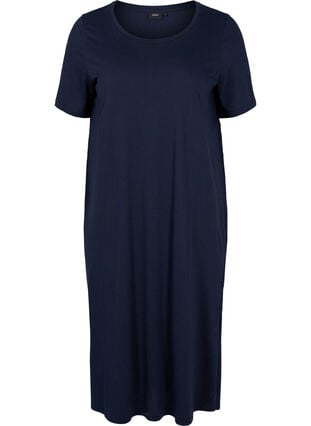 T-shirt kjole i bomuld med slids, Night Sky, Packshot image number 0