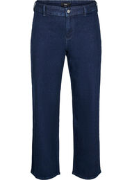 H&oslash;jtaljede jeans med vide ben, Bl&aring;
