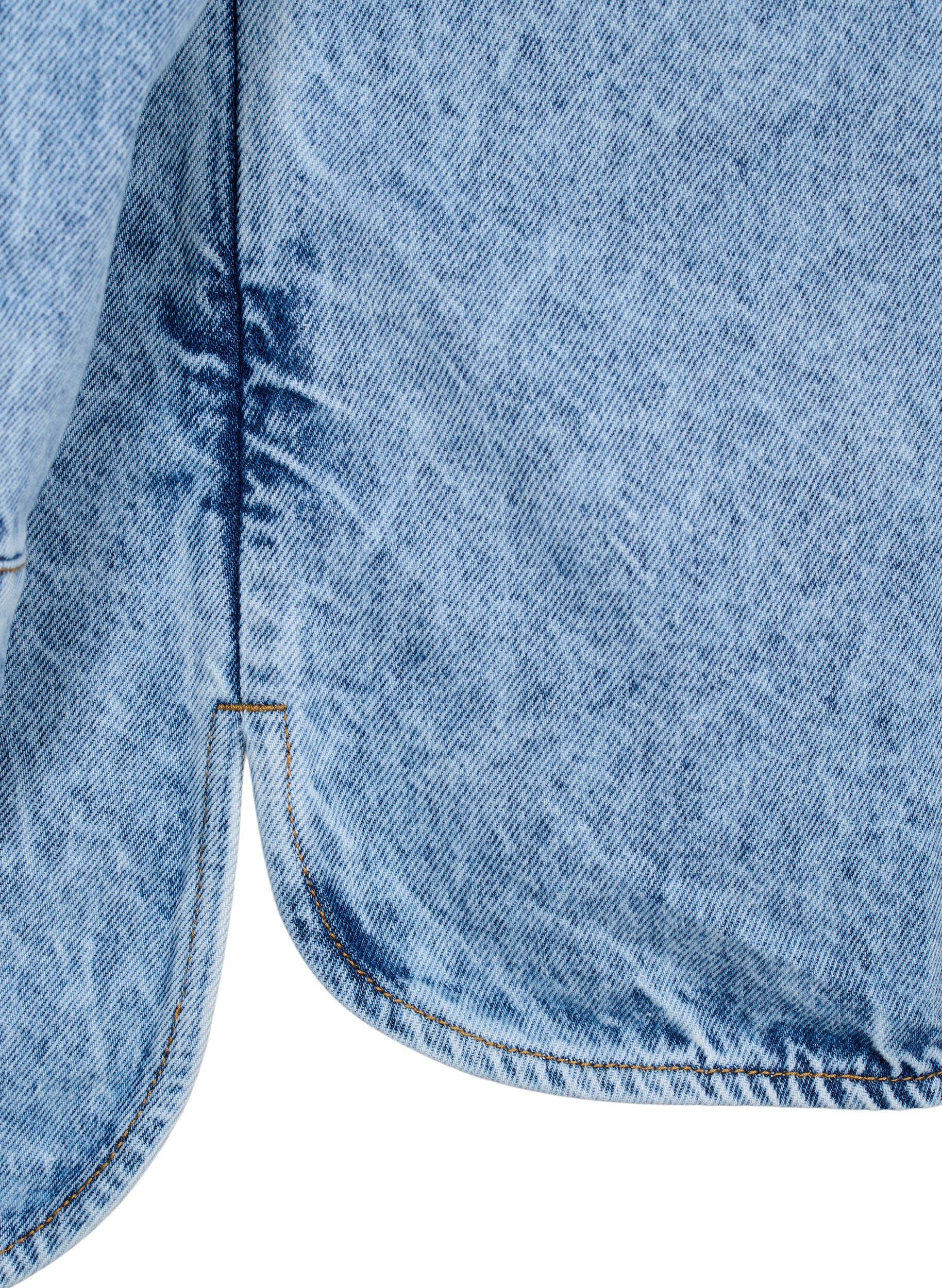 Zizzi L&oslash;stsiddende denimjakke med knapper , Light blue denim, Packshot image number 3