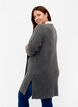 Lang ribstrikket cardigan, Dark Grey Melange, Model image number 1