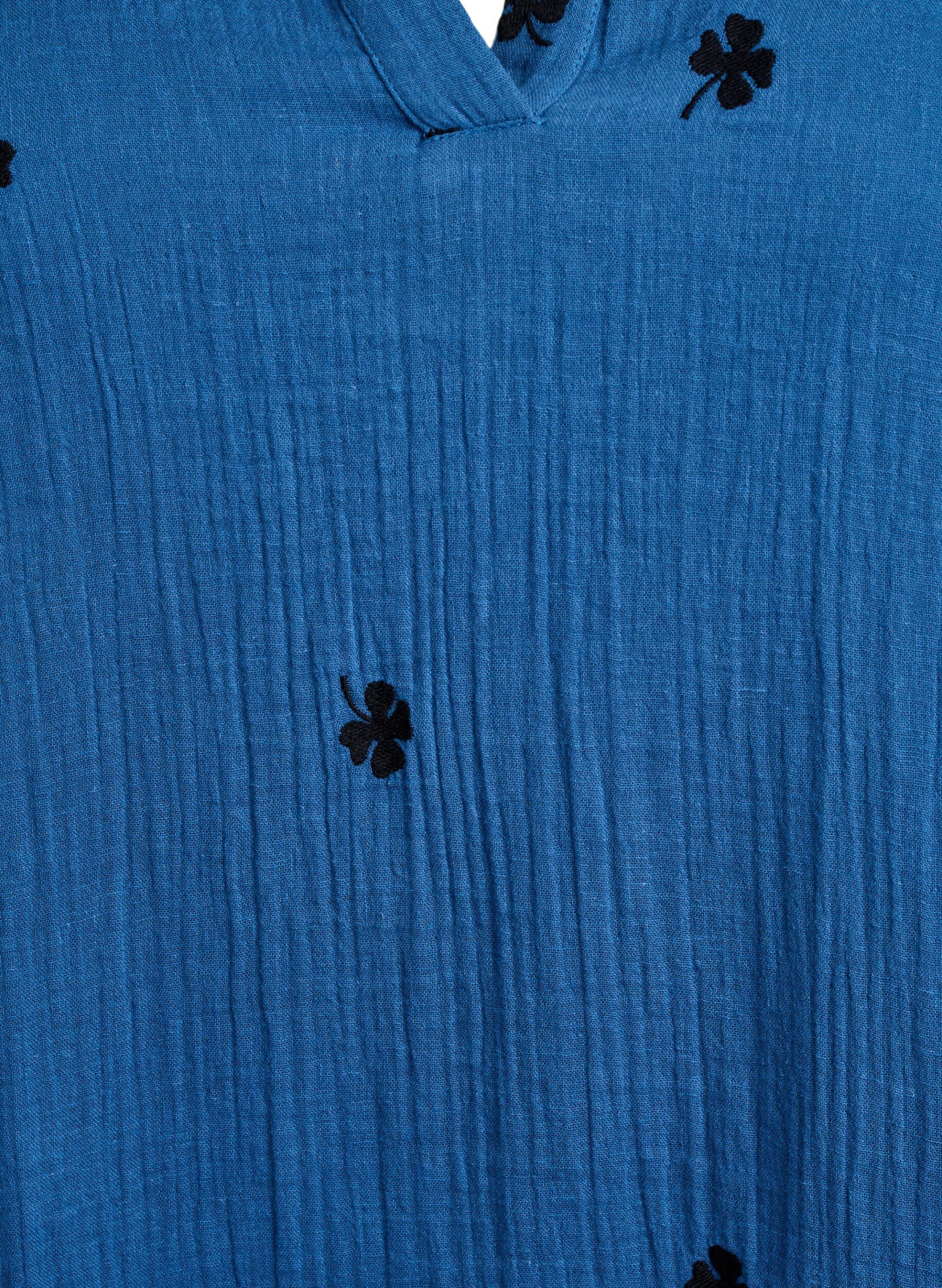 Zizzi Kort kjole i bomuldsmusselin med broderede blomster, Bl&aring;, Packshot image number 2