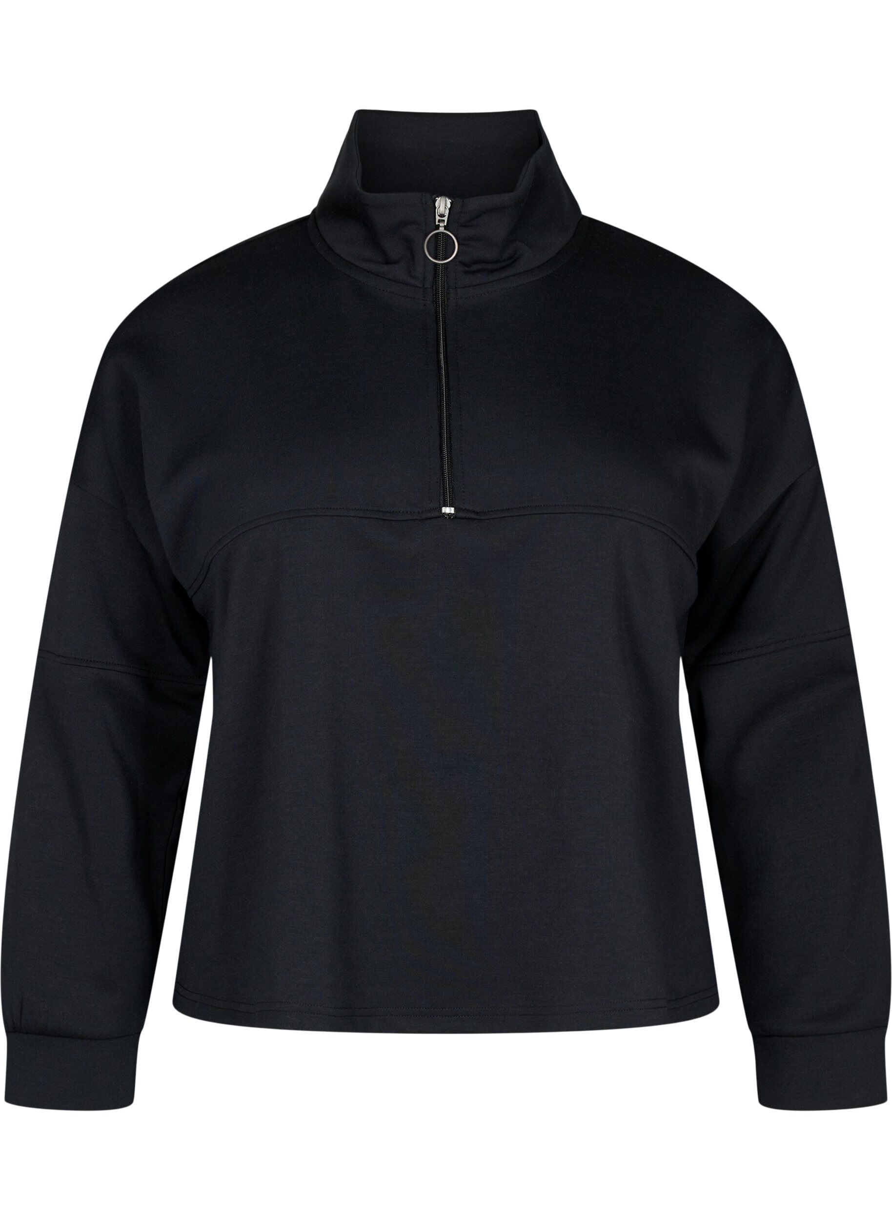 Zizzi Sweatshirt i modalmix med h&oslash;j hals, Black, Packshot image number 0