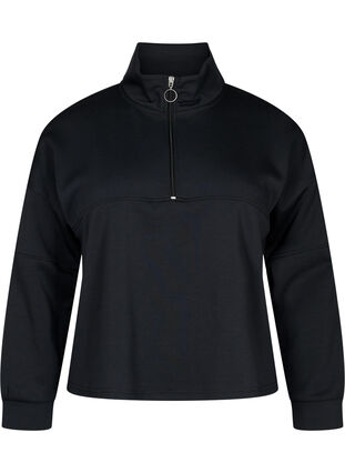 Sweatshirt i modalmix med høj hals, Black, Packshot image number 0