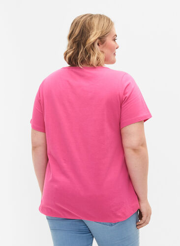 Kortærmet bomulds t-shirt, Shocking Pink, Model image number 1