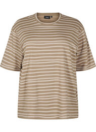T-shirt med striber, Brun