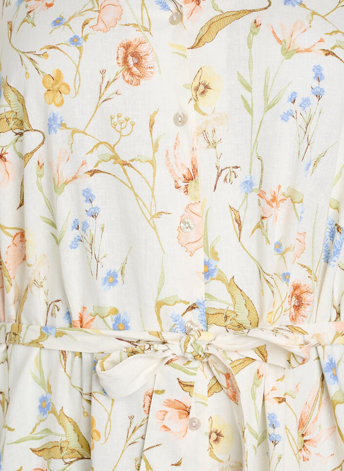 Skjortekjole i h&oslash;r og viskose med bindeb&aelig;lte, Vanilla, Packshot image number 2