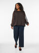 Prikket chiffonbluse med transparente &aelig;rmer, Brun, Model image number 1