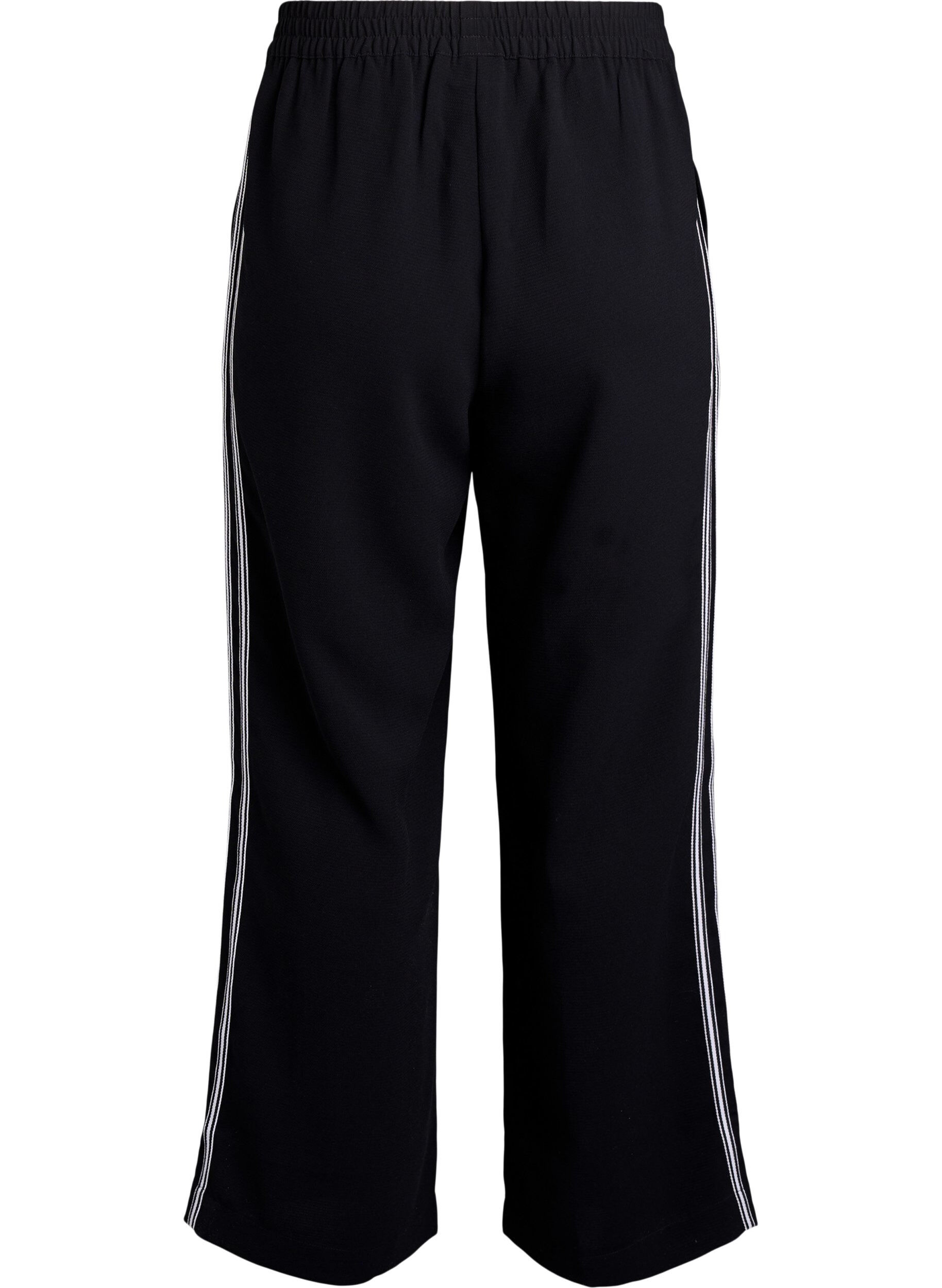 Zizzi Bukser med stribedetaljer og lige ben, Sort, Packshot image number 1