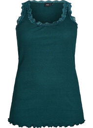 Top med blondekant, Gr&oslash;n