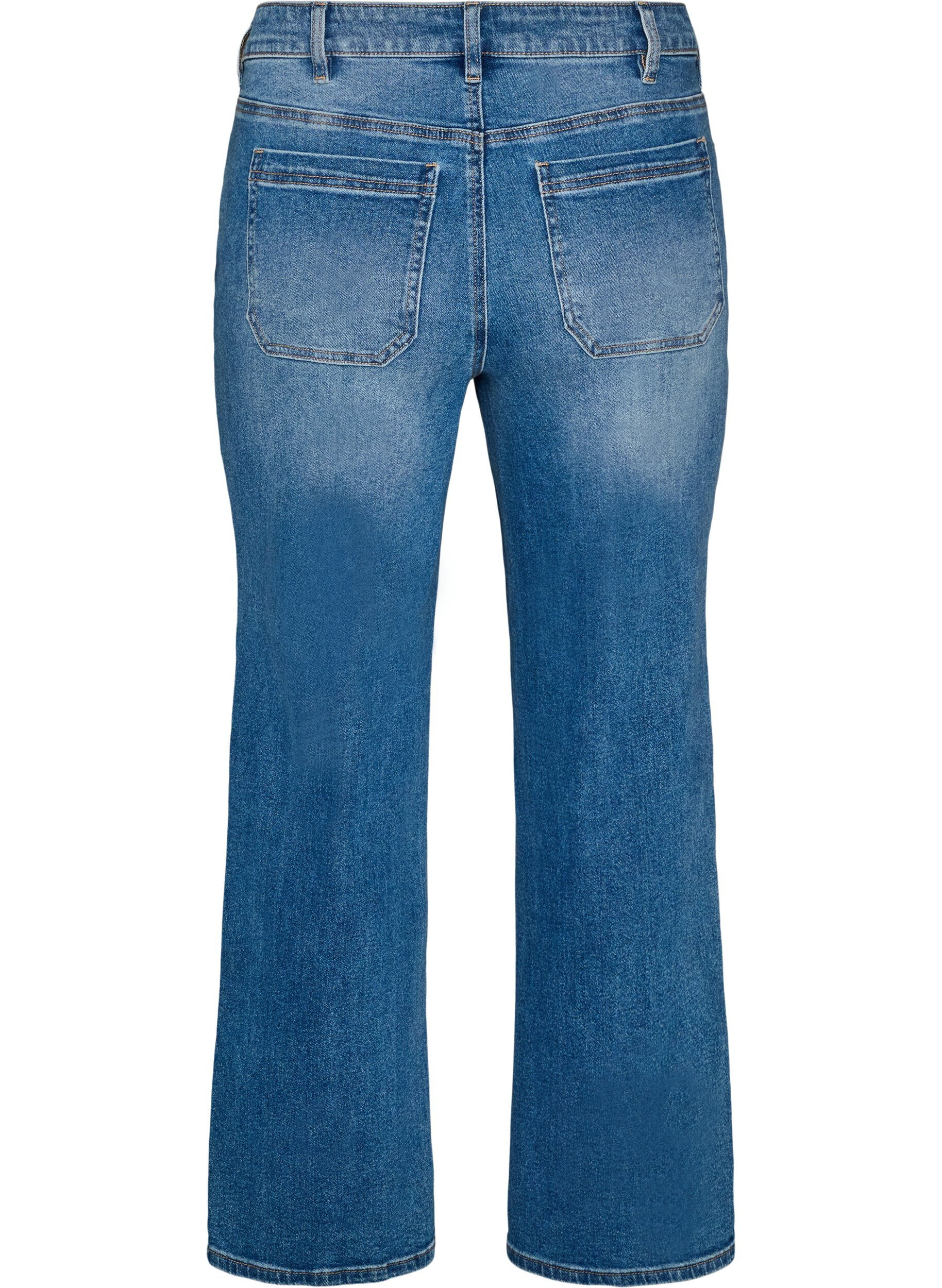 ZizziStraight jeans med let slidt udtryk, Bl&aring;, Packshot image number 1