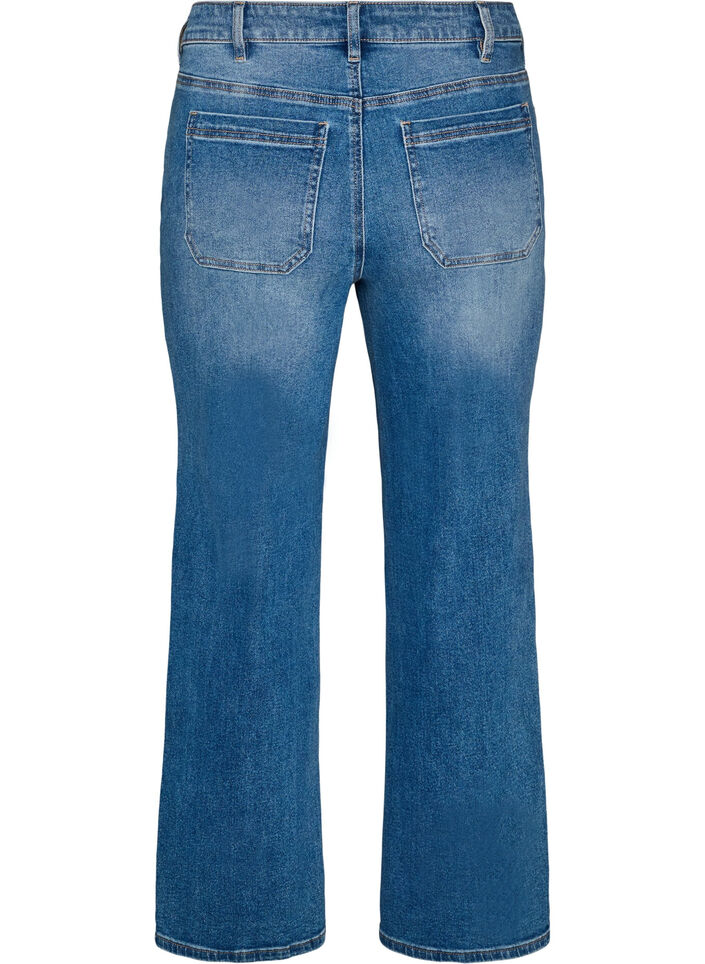 Straight jeans med let slidt udtryk, Bl&aring;, Packshot image number 1