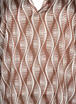 Bluse med print og 3/4 ærmer, Brown Abstract AOP, Packshot image number 2
