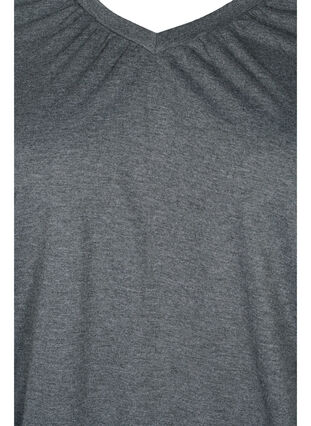 Meleret bluse med lange ærmer og v-hals, Scarab Mel., Packshot image number 2