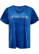 T-shirt i velour med v-hals, Monaco Blue, Packshot image number 0