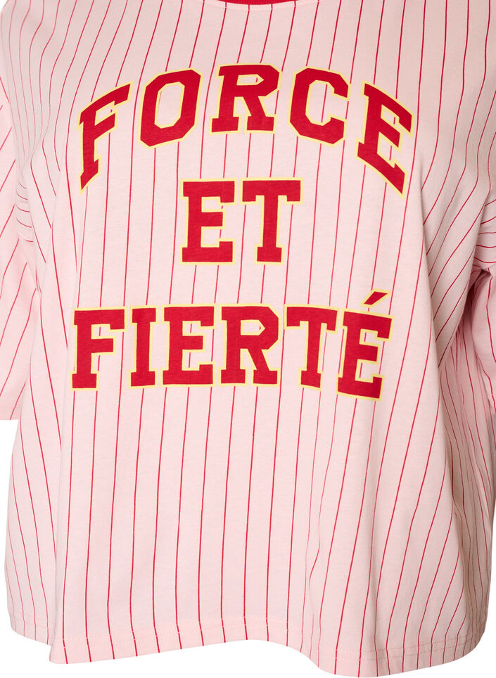 Boxy T-shirt med striber og statement-print, Lyser&oslash;d, Packshot image number 2