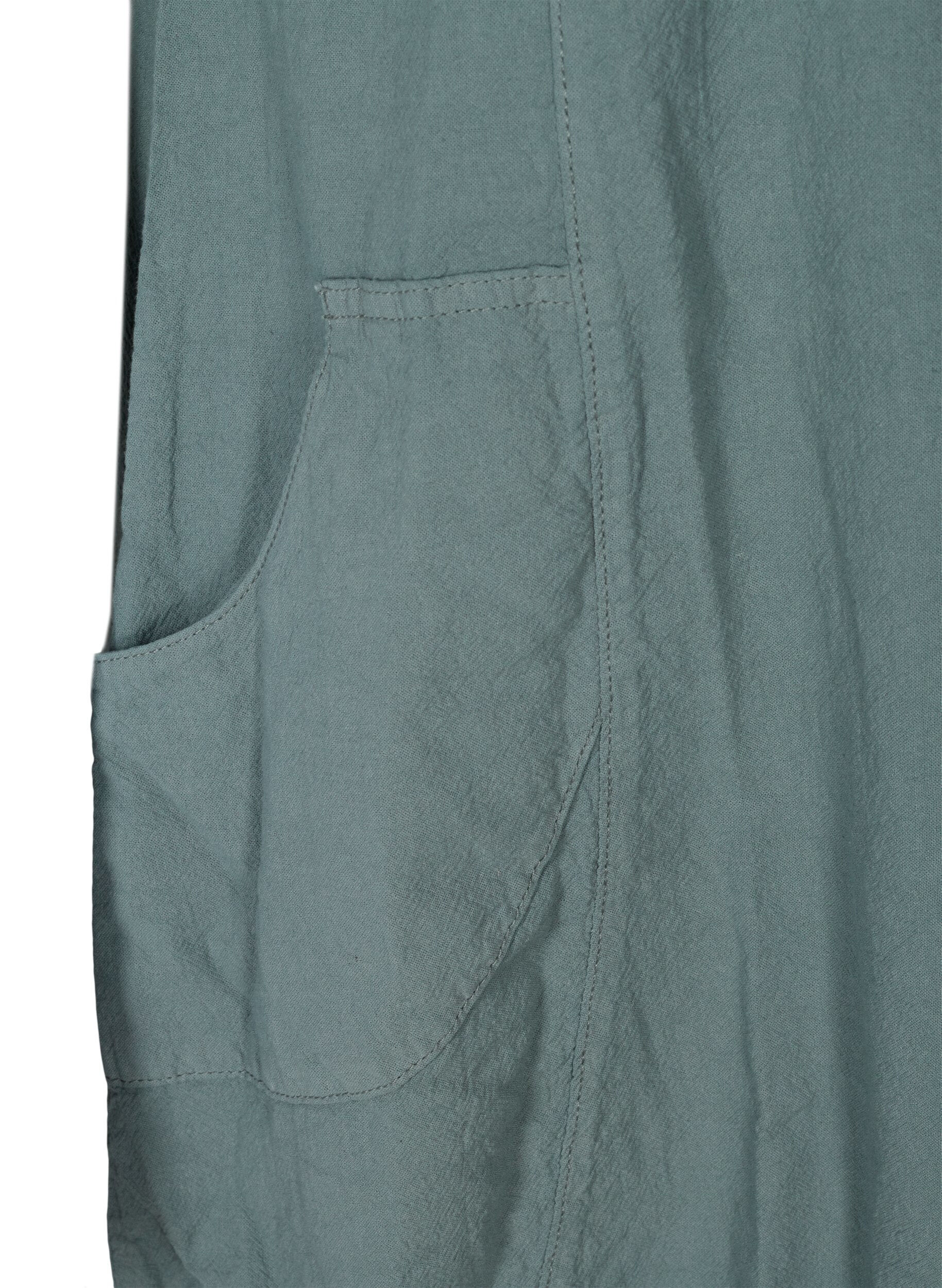 ZizziKort&aelig;rmet kjole i bomuld, Gr&oslash;n, Packshot image number 3