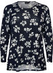 Blomstret bluse med lange &aelig;rmer, Bl&aring;, Packshot image number 0