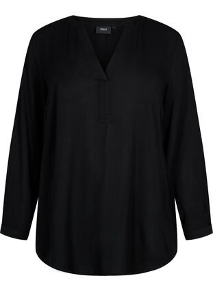 Viskose tunika med v-udskæring, Black , Packshot image number 0