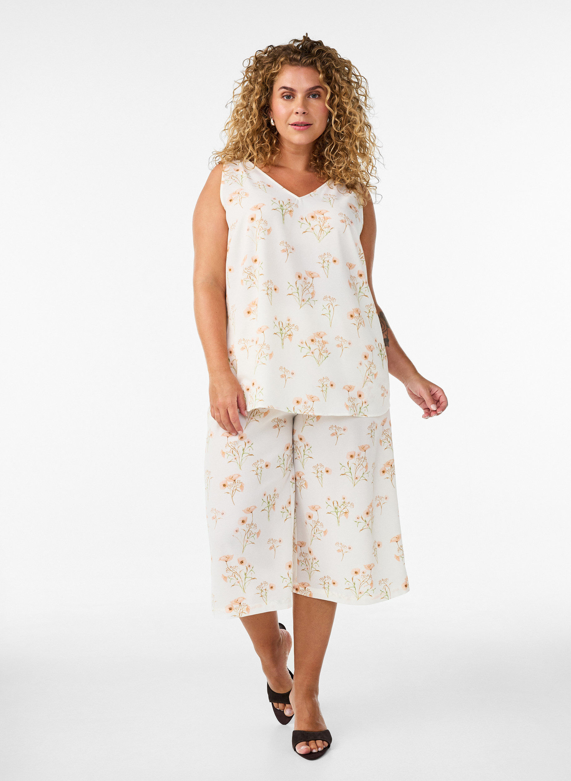 ZizziCulottebukser med print, Vanilla, Model image number 0