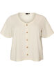 Bluse i bomuld med struktur og knaplukning, Vanilla, Packshot image number 0
