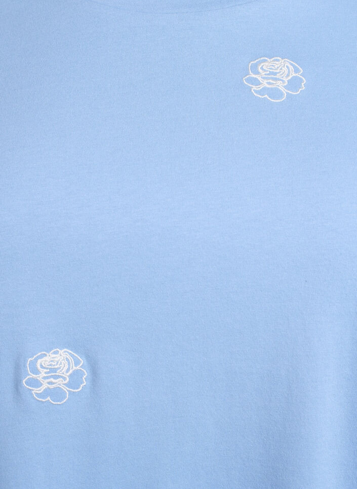 T-shirt i &oslash;kologisk bomuld med broderede motiver, Bl&aring;, Packshot image number 2