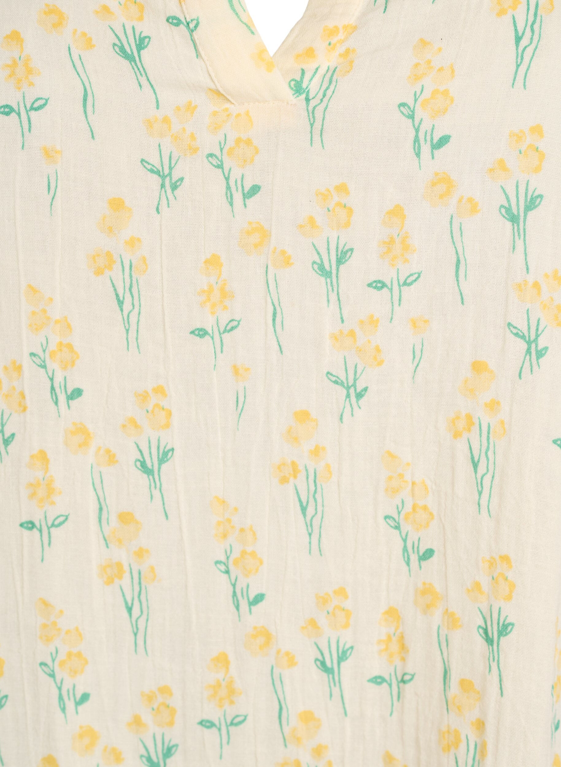 ZizziKort kjole i bomuldsmusselin med A-facon, Gul, Packshot image number 2