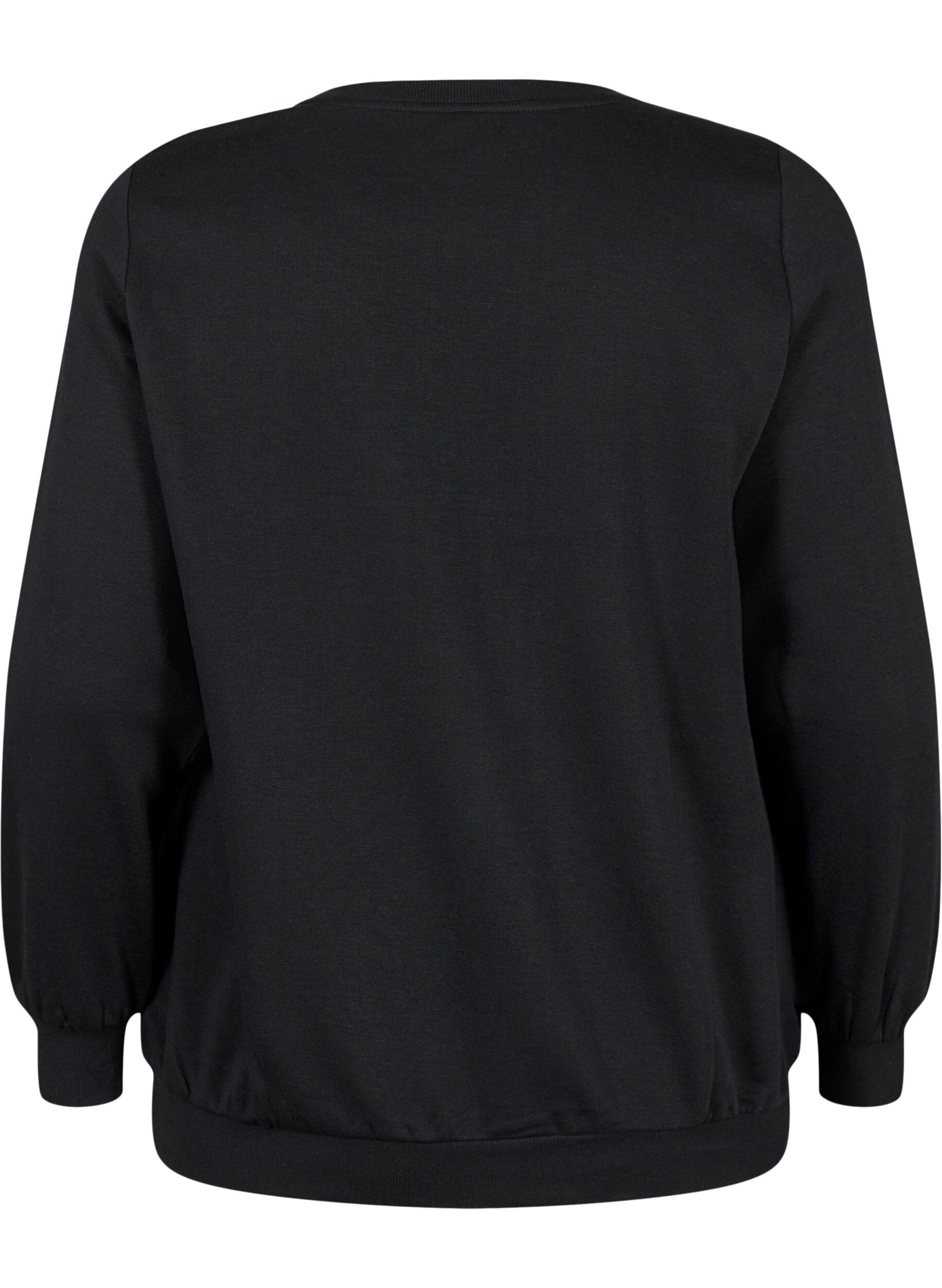 Zizzi Jule sweatshirt, Black LOADING, Packshot image number 1