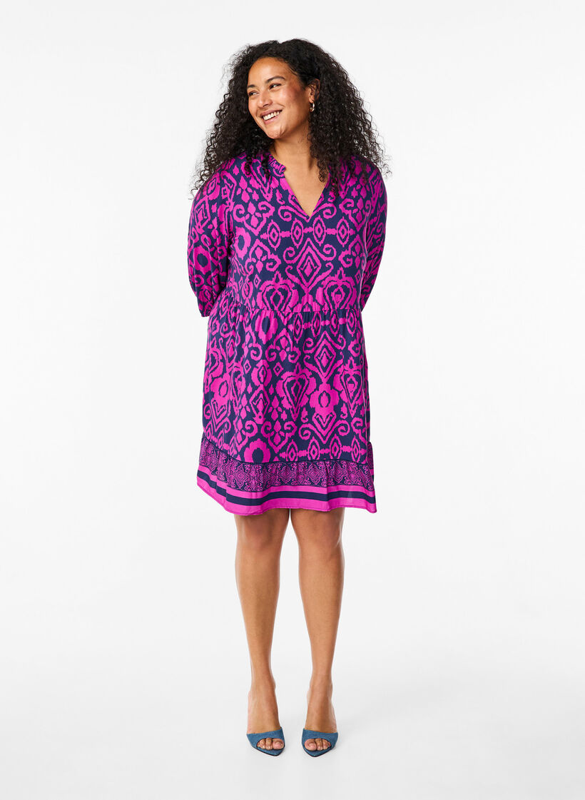 Kort kjole med print og a-shape, Night Sky AOP, Model image number 2