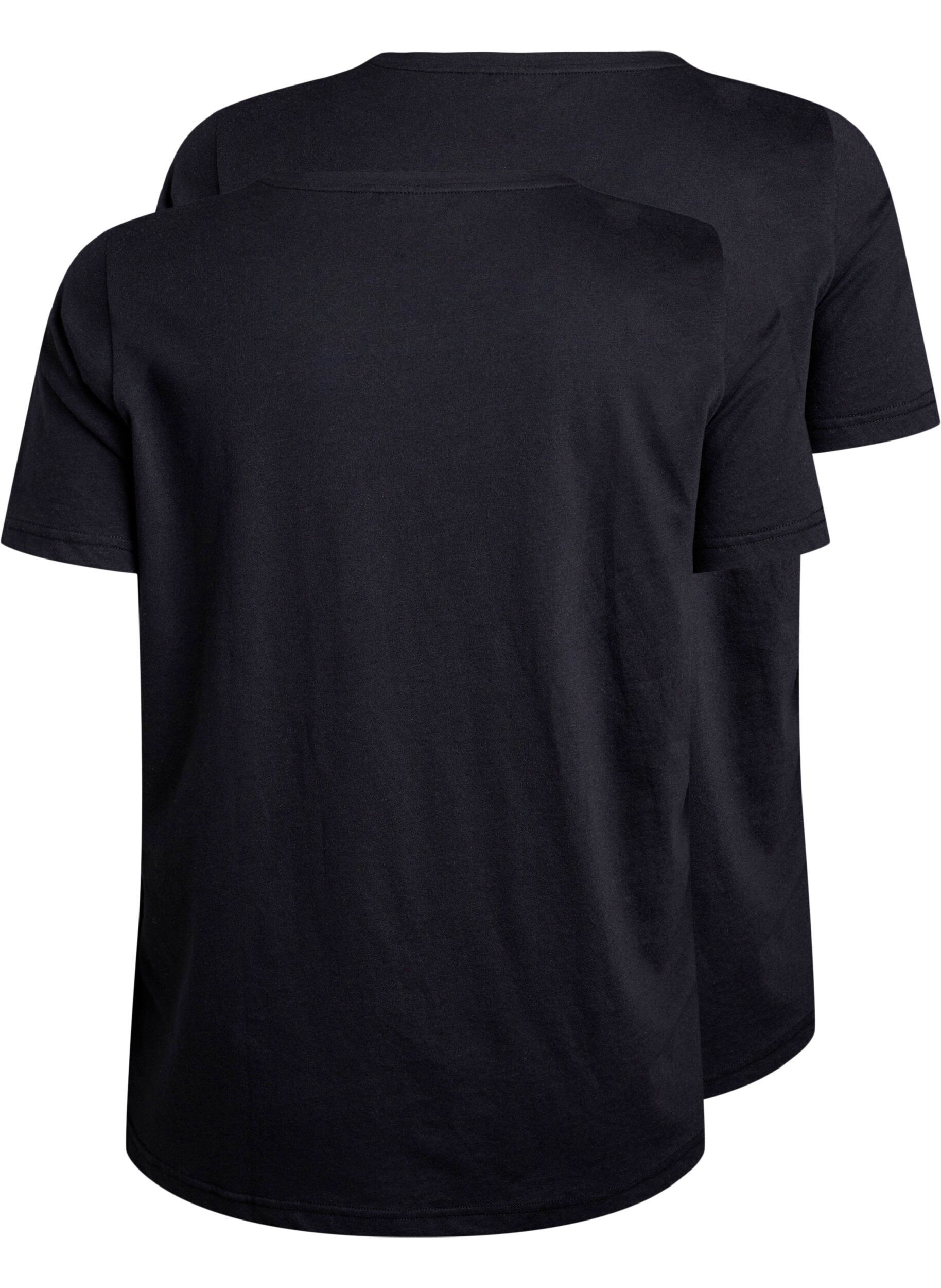 Zizzi FLASH - 2-pak t-shirts med rund hals, Black/Black, Packshot image number 1
