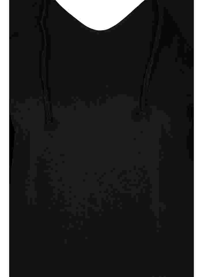 Sweatkjole med hætte og printdetaljer, Black Solid, Packshot image number 2