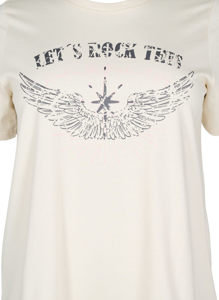 Økologisk bomulds t-shirt med print på fronten, Vanilla, Packshot image number 2