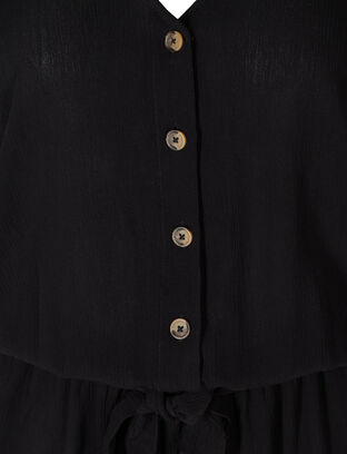 Viskose jumpsuit med bindebånd og v-hals, Black, Packshot image number 2