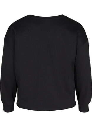 Cropped sweatshirt med rund hals, Black, Packshot image number 1