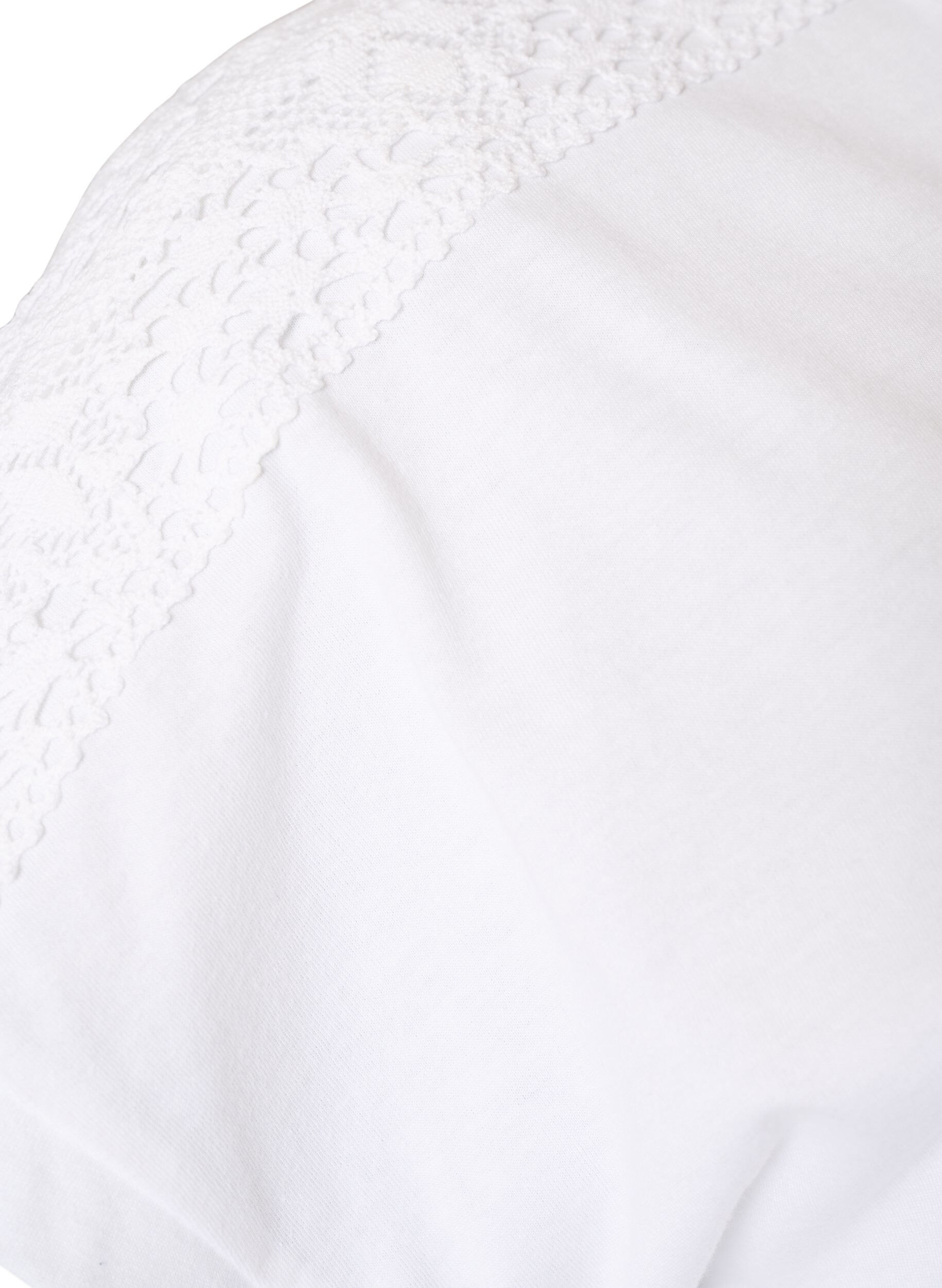 ZizziT-shirt i bomuld med crochetdetalje, Hvid, Packshot image number 3