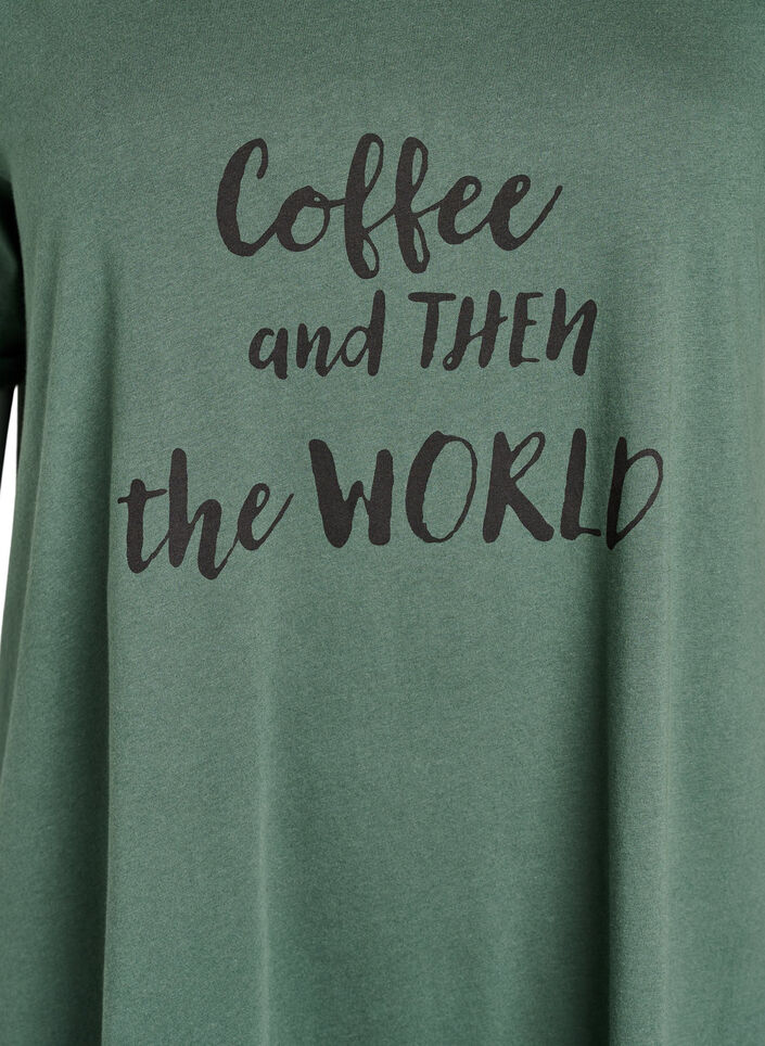 Kort&aelig;rmet natkjole i &oslash;kologisk bomuld, Gr&oslash;n, Packshot image number 2