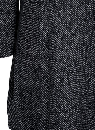 Uldfrakke med høj hals og lommer, Black solid, Packshot image number 3