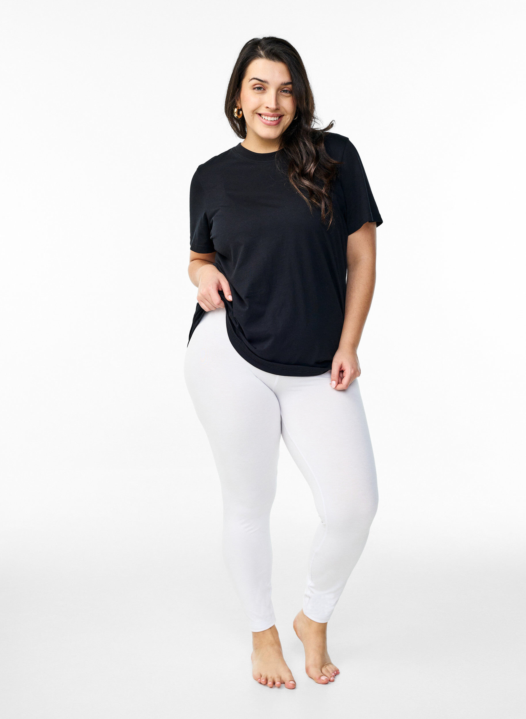 ZizziBasis leggings i viskose, Hvid, Model image number 1