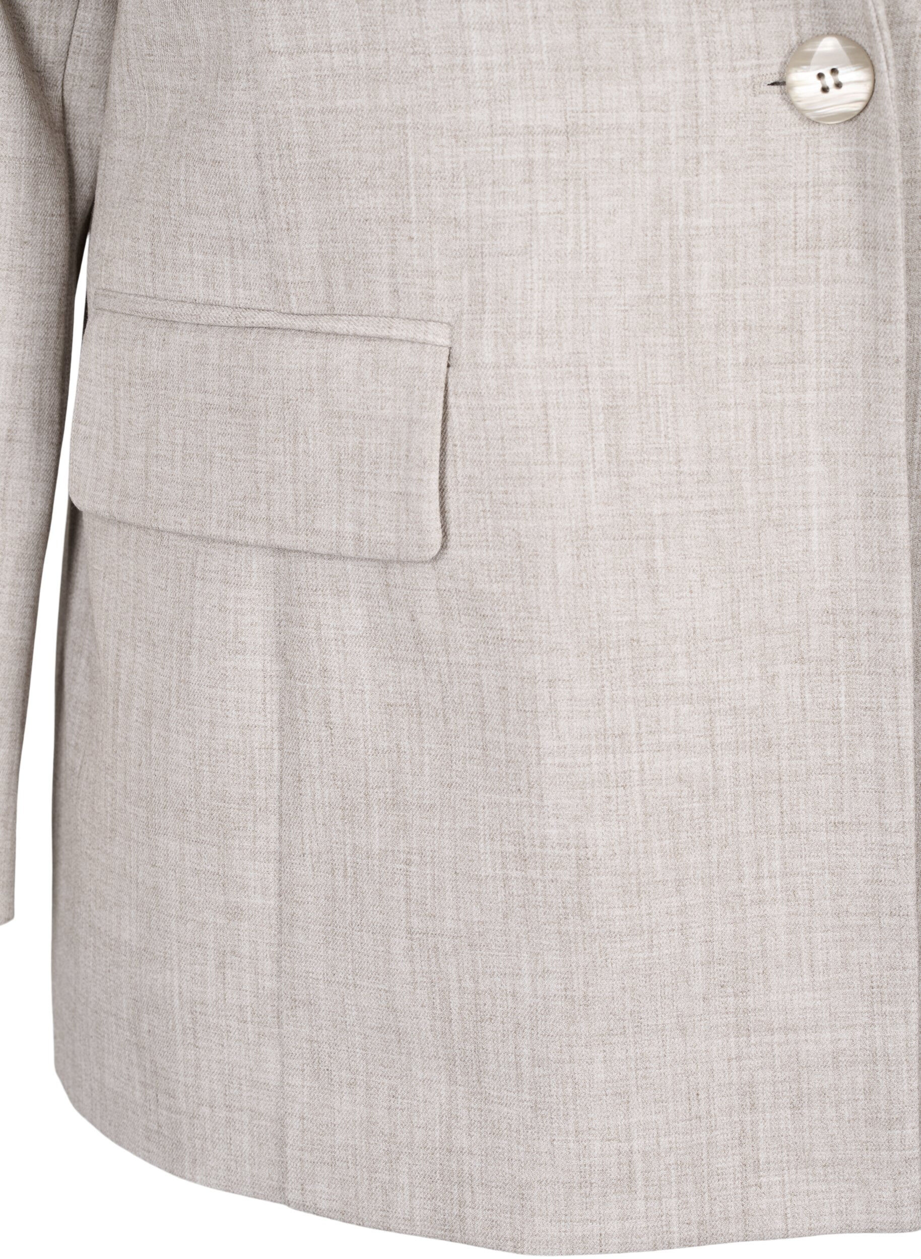 Zizzi Meleret blazer med knaplukning, String, Packshot image number 3
