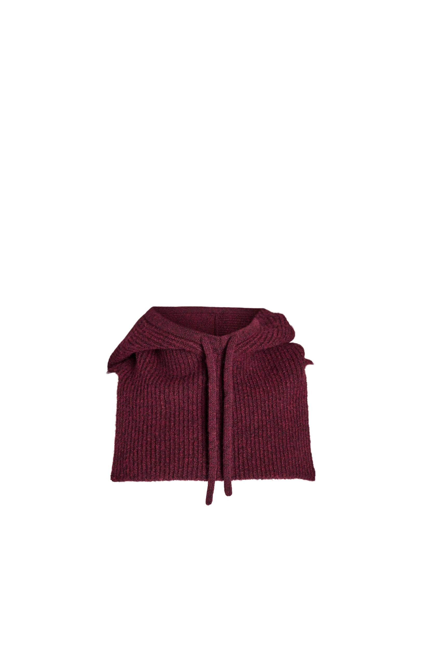 Zizzi Strikket balaclava med sn&oslash;rer, M&oslash;rk Bordeaux, Packshot image number 3