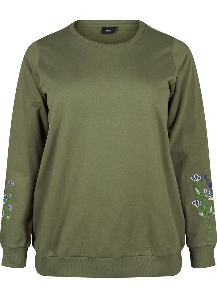 Sweatshirt med broderede blomster, D. L. Green W. emb., Packshot image number 0