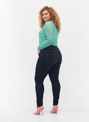 Super slim Bea jeans med ekstra høj talje, Unwashed, Model image number 1