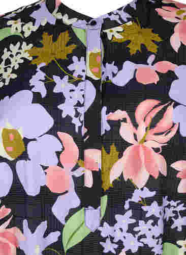 Blomstret tunika i viskose , Purple Green Flower, Packshot image number 2