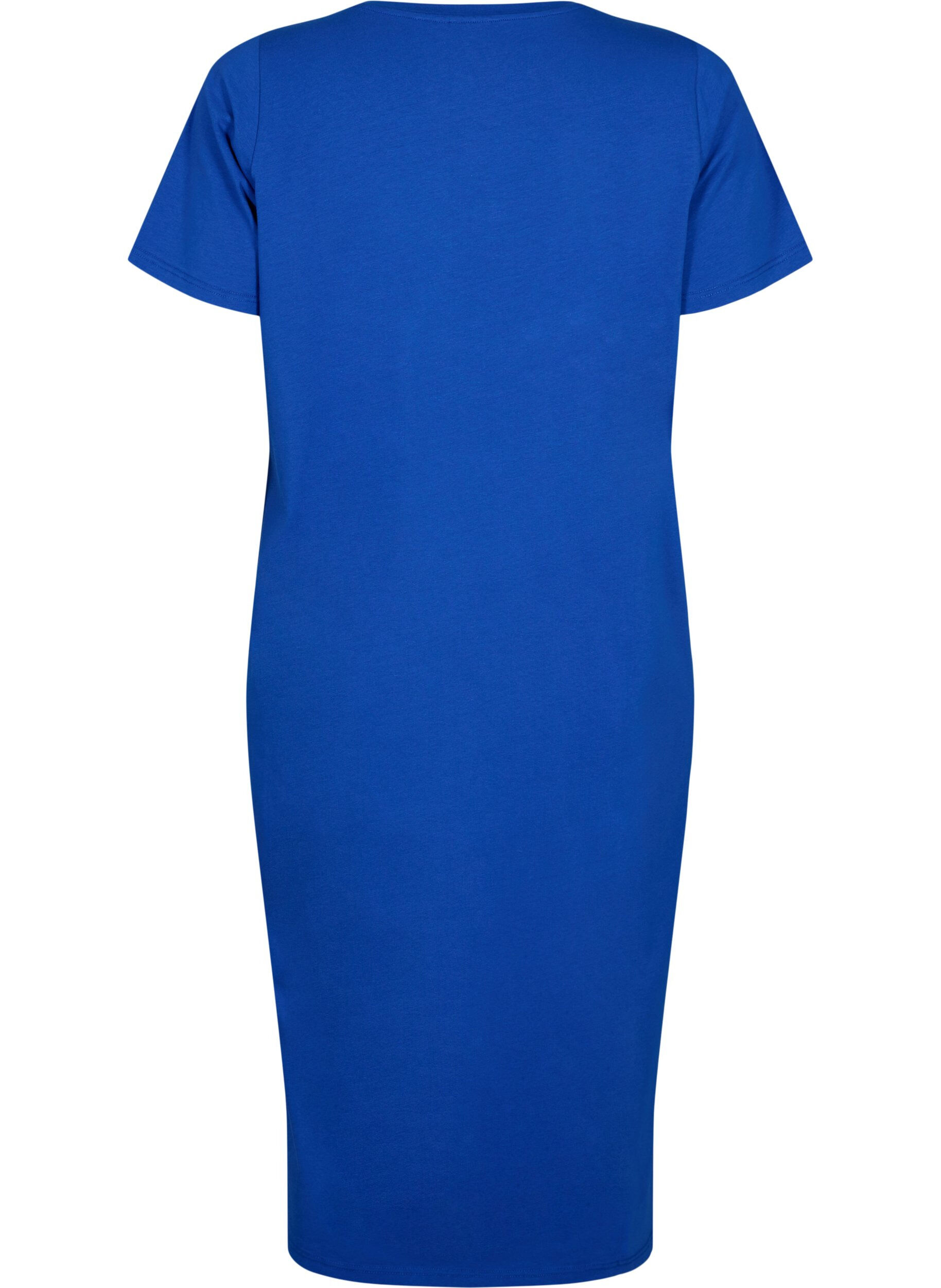 Zizzi Kort&aelig;rmet bomuldskjole med slids, Surf the web, Packshot image number 1