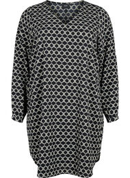 V-hals kjole med print, Black Graphic AOP
