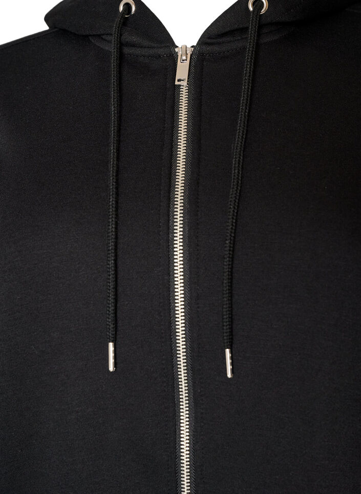 Lang h&aelig;ttetr&oslash;je med lynl&aring;s og lommer, Sort, Packshot image number 2