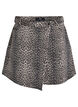 Kort denimnederdel med leopardprint og A-snit, Brun, Packshot image number 0