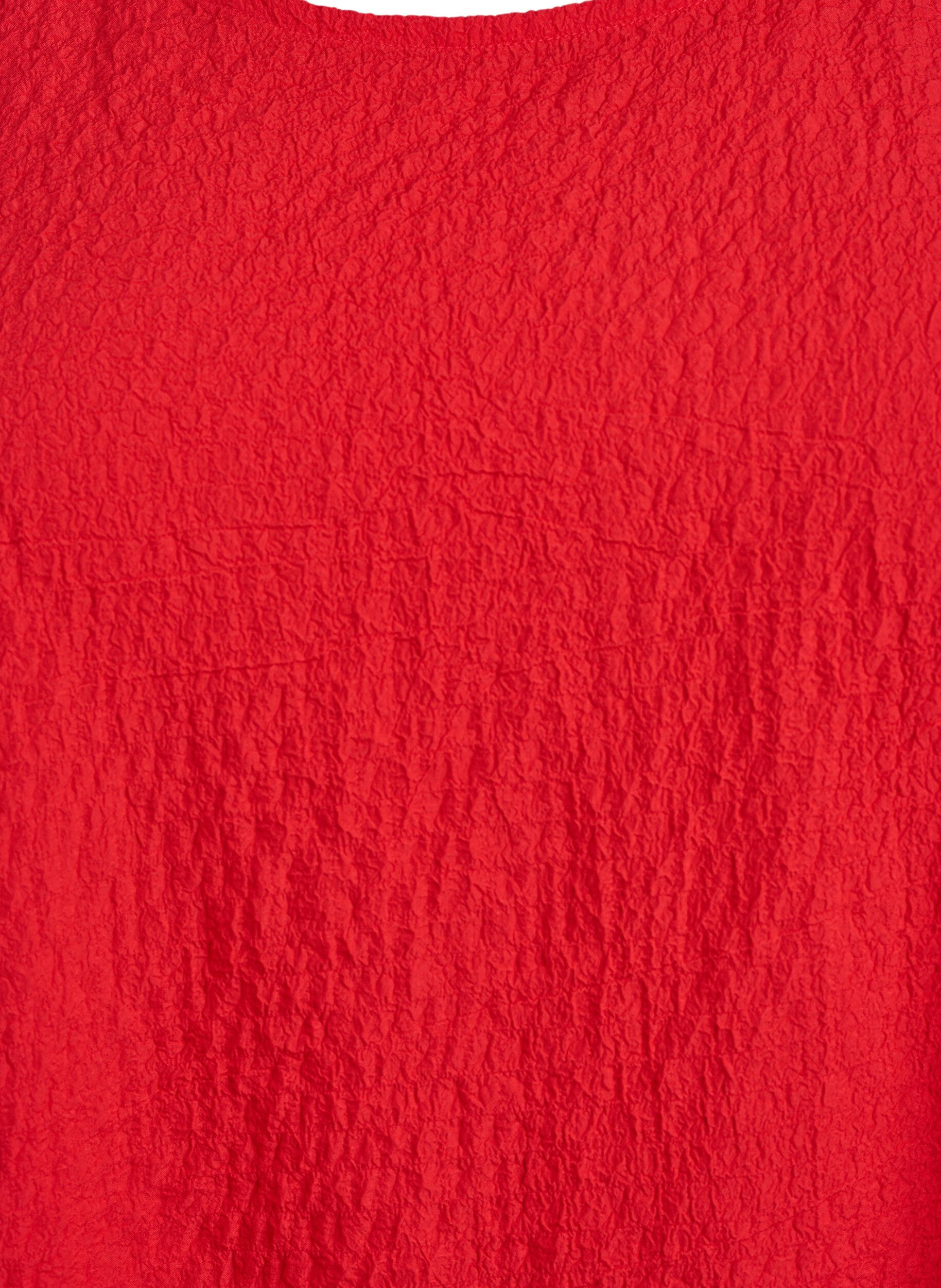 Zizzi&AElig;rmel&oslash;s top med tekstur, R&oslash;d, Packshot image number 2
