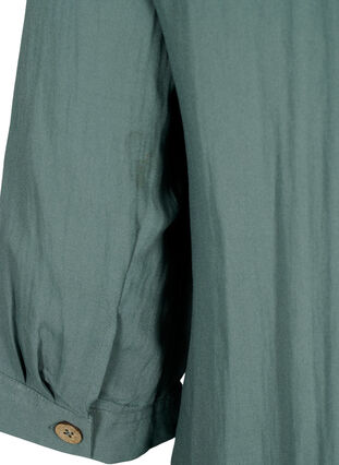 Viskose bluse med knapper og v-hals, Balsam Green, Packshot image number 3