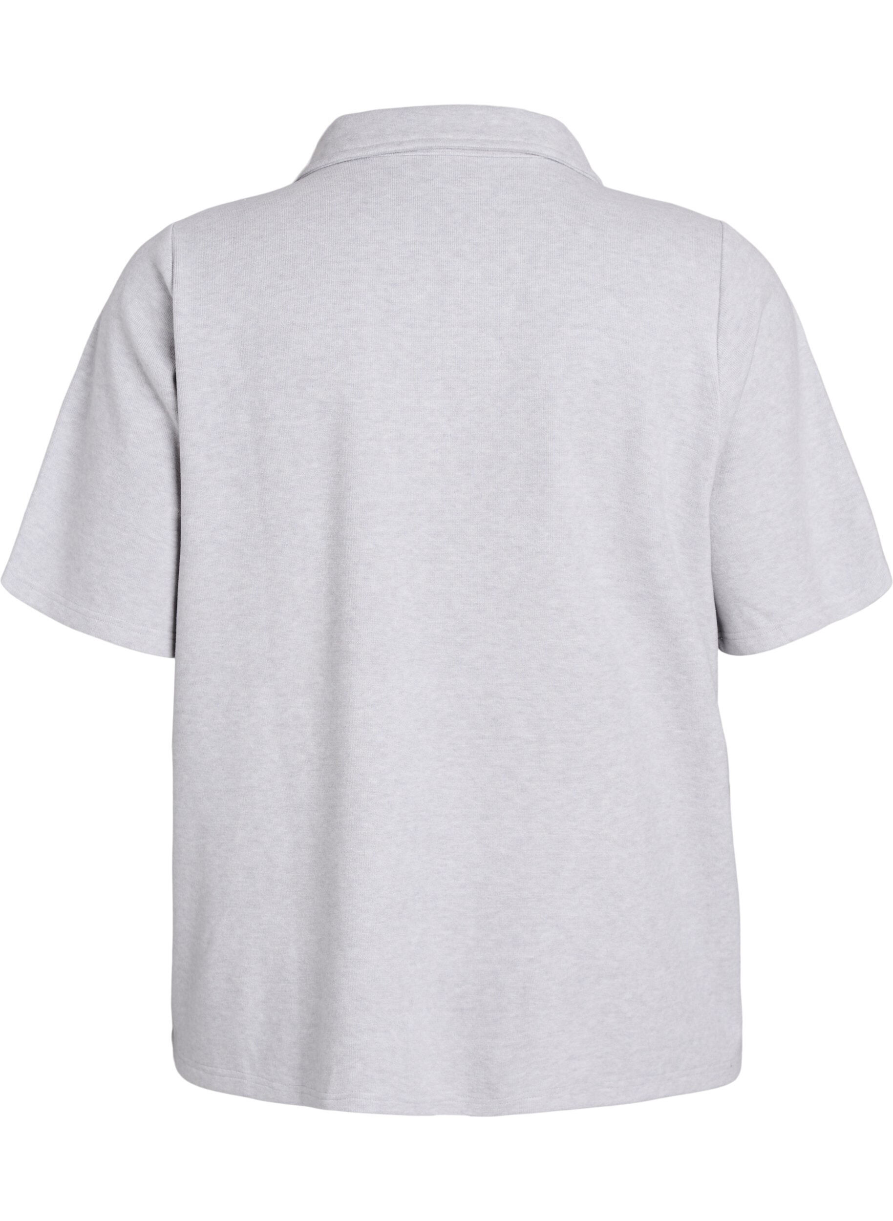 Zizzi Jerseybluse med krave og korte &aelig;rmer, Gr&aring;, Packshot image number 1