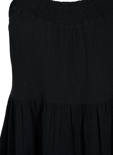 Ensfarvet stropkjole i bomuld, Black, Packshot image number 2